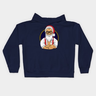 Christmas Hipster Santa Claus Kids Hoodie